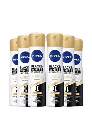 Nivea Kadın Deodorant Black White Invisible İpeksi Pürüzsüzlük 150 ML - 6'lı Avantaj Paketi