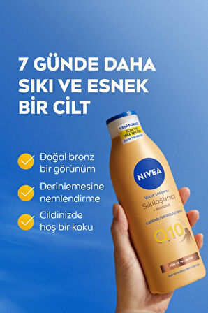 Q10 Sıkılaştırıcı Ve Kademeli Bronzlaştırıcı Vücut Losyonu 400ml, 7 Günde Sıkılaş, Açık Buğday Ten