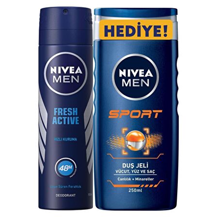 Nivea Deo Sprey Fresh Erkek 150 ml + Duş Jeli Sport 250 Ml Set