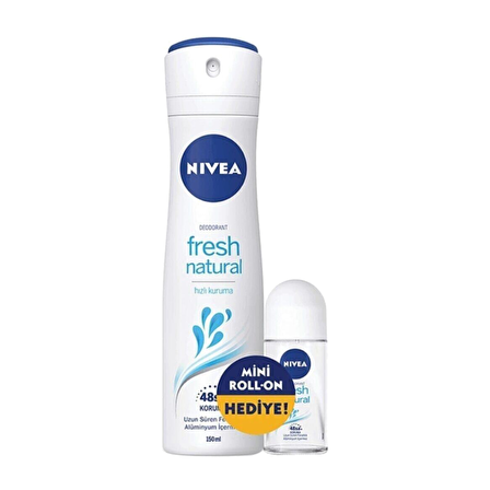 Nivea Deodorant Sprey Fresh Natural Kadın 150 Ml + Mini Roll-On 25 Ml Set