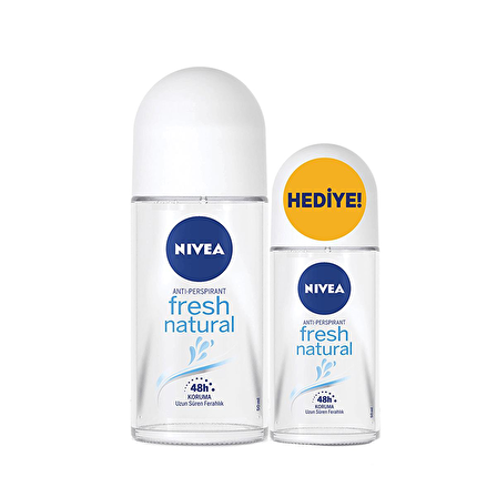 Nivea Deodorant Roll-On Fresh Natural Kadın 50 Ml + Mini Roll-On 25 Ml Set