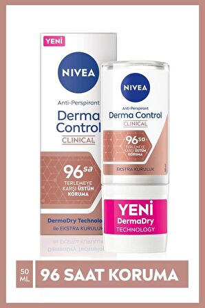 NIVEA Derma Control Clinical Kadın Roll-on 50 ml,96 Saat Üstün Koruma,Ekstra Kuruluk,Anti-perspirant