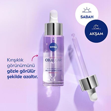 NIVEA Cellular Expert Filler Hyaluronik Asit Dolgunlaştırıcı Cilt Serum 30ml, Yoğun Nemlendirici 