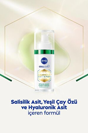 NIVEA Luminous630 Sivilce Lekesi Karşıtı Serum 30 ml, Karma ve Yağlı Ciltler için,Salisilik Asit ve Hyaluronik Asit