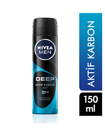 Nivea Deodorant 150 ml Erkek Deep Beat Aktif Karbon 3 Adet