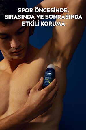 Nivea MEN Erkek Roll-on Deodorant Deep Extreme 50ml, 72 Saat Anti-perspirant Ter Koruma, Yeni Enerjik Koku