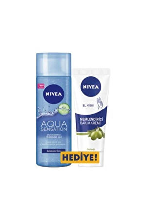 NIVEA AQUA YÜZ YIKAMA JELİ 200ML+EL KREMİ ZEYTİNLİ 75ML-2Lİ SET
