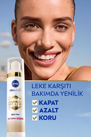 Luminous630 Koyu Leke Karşıtı CC Yüz Kremi 40ml, SPF30 Güneş Koruyucu, Hyaluronik Asit, Açık Ton