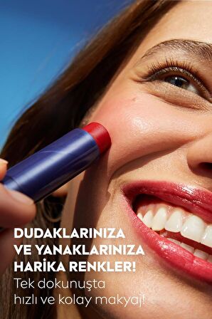 Renkli Dudak Bakım Kremi,Kırmızı,4,8gr,Nemlendirme,SPF30,Doğal Yağlar,E Vitamini,Dudak ve Yanak İçin