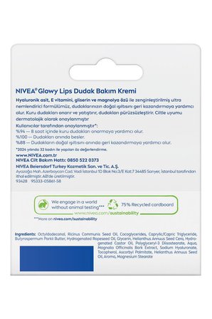 Glowy Lips Nemlendirici Dudak Parlatıcısı ve Bakım Kremi 10 ml,Hyaluronik Asit,Gliserin,E Vitamini