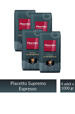 Piacetto Espresso Supremo Çekirdek Kahve 1 kg x 4 Adet