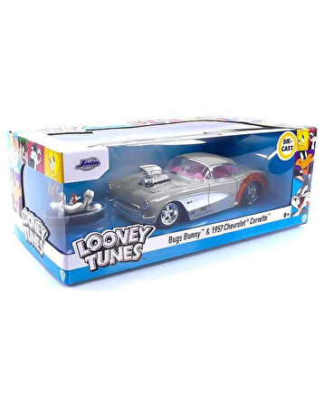 Looney Tunes Bugs Bunny ve 1957 Chevrolet Corvette 1:24 Die Cast Araç ve Figür 32390