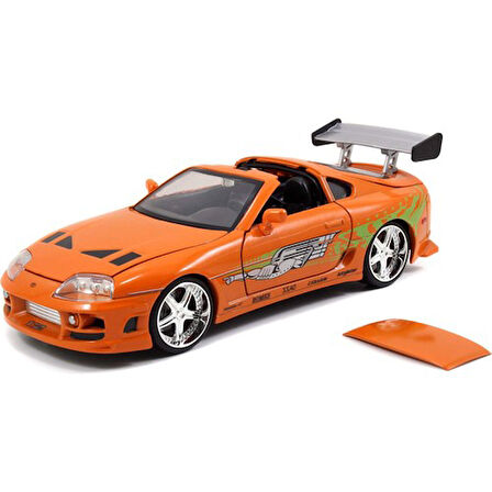 Hızlı ve Öfkeli Fast And Furious 1995 Toyota Supra 1:24 Ölçekli Pres Döküm Araba  Brian O'conner Figürü Dahil