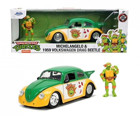 Jada Ninja Turtles Michelangelo 1959 Volkswagen Drag Beetle - 25 328 5002