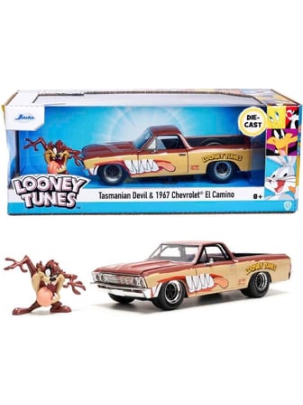 Jada Toys 1:24 Looney Tunes 1967 Chevrolet El Camino Die Cast Model Araba ve Tazmanya Canavarı Figürü