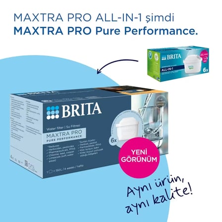 BRITA Maxtra Pro Pure Performance Yedek Su Arıtma Filtresi, 6’lı