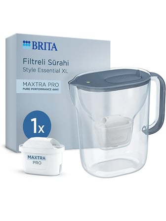 BRITA Style Essential XL 1 x MAXTRA PRO Pure Performance Filtreli Su Arıtma Sürahisi – Taş Mavisi (3,6L)