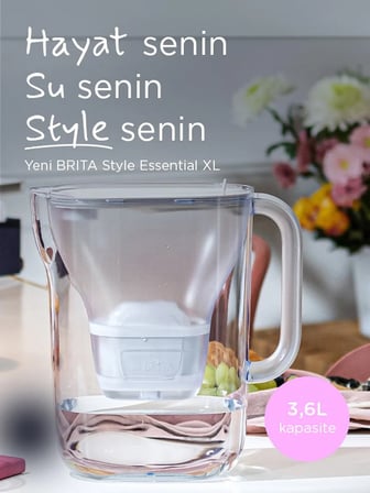 BRITA Style Essential XL 1 x MAXTRA PRO Pure Performance Filtreli Su Arıtma Sürahisi – Beyaz (3,6L)