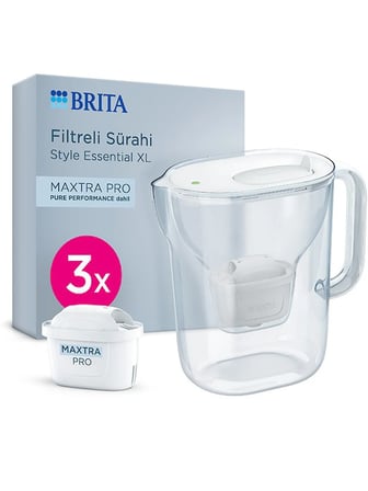 BRITA Style Essential XL 3 x MAXTRA PRO Pure Performance Filtreli Su Arıtma Sürahisi – Beyaz (3,6L)