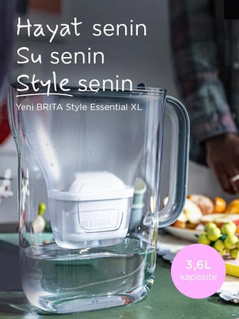 BRITA Style Essential XL 3 x MAXTRA PRO Pure Performance Filtreli Su Arıtma Sürahisi – Taş Mavisi (3,6L)