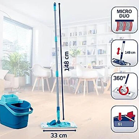 Leifheit Power Clean Zemin silecek seti M + Micro Duo Mop