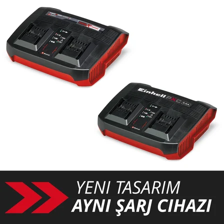 Einhell Original Şarj Cihazı Power X-Twincharger 3A Power X-Change  (18 V, ikili şarj cihazı, akü takibi, akıllı şarj yönetimi, 6'lı LED gösterge) - 4512069