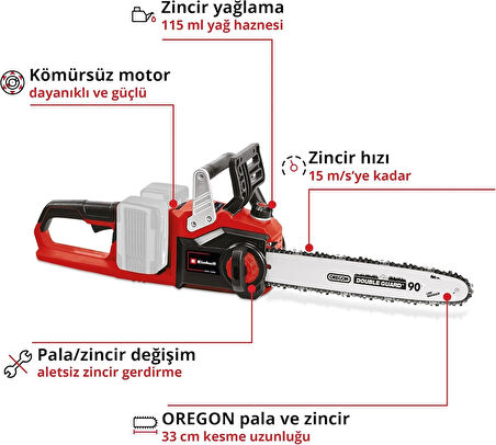 Einhell GE-LC 36/35 Li- Akülü Ağaç Kesme Makinesi 18V 2 x 5.2 Ah + Şarj Cihazı