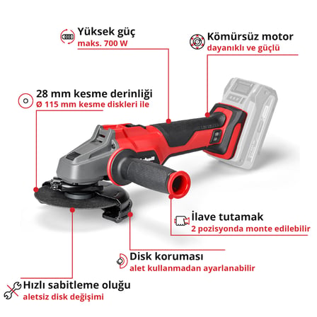 Einhell Professional Akülü Avuç Taşlama Makinesi AXXIO 18/115 Q Li-Solo 4431150 | kesme diski ve akü hariç | ∅ 115 mm