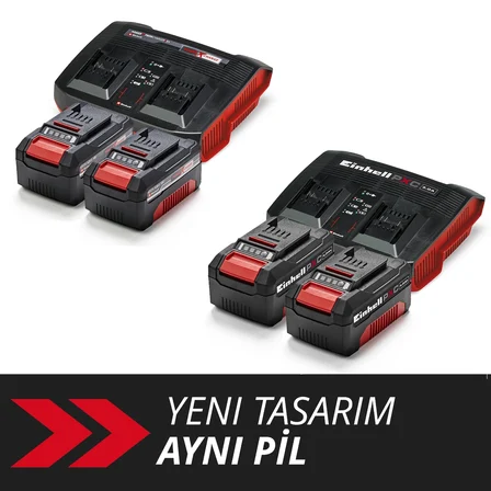 Orijinal Einhell Power X-Change Başlangıç Kiti Akü ve Şarj Cihazı (Li-Ion, 18 V, 2 x 4.0 Ah Akü ve Twincharger şarj cihazı, Tüm Power X-Change cihazları ile uyumlu) - 4512112