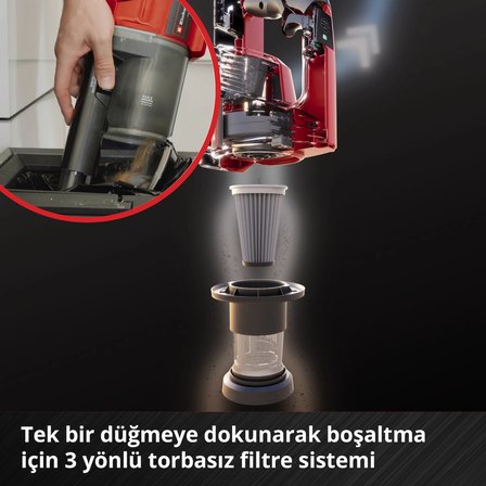 Einhell Akülü Dikey Süpürge TE-SV 18 Li-Solo Power X-Change (Li-Ion, 18V, değiştirilebilir akü sistemiyle sınırsız çalışma süresi, torbasız, siklon teknolojisi, BOOST modu, 3’lü filtre sistemi) - 2347180