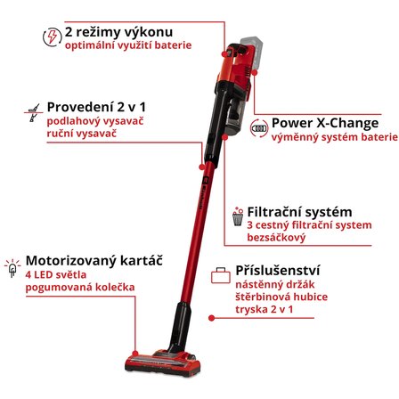 einhell akülü dikey süpürge te-sv 18 li-solo power x-change (li-ion, 18v, değiştirilebilir akü sistemiyle sınırsız çalışma süresi, torbasız, siklon teknolojisi, boost modu, 3’lü filtre sistemi) - 2347180