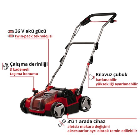 Einhell Ge-Sc 36/35 Li, Akülü Çim Havalandırma Seti