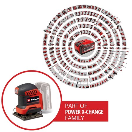 Einhell Akülü Avuç İçi Zımpara TE-OS 18/113 Li-Solo Power X-Change (18 V, titreşim zımpara, 1.8 mm salınım hareketi, 2 adet P120 zımpara kağıdı dahil, akü dahil değildir) - 4460731