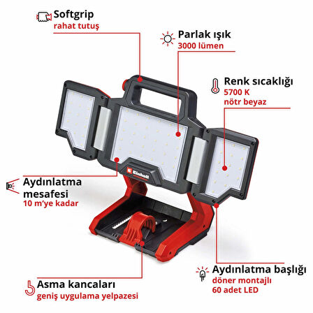 Einhell TP-CL 18/3000 Li - Solo, Akülü Projektör (Akü ve şarj cihazı dahil değildir)