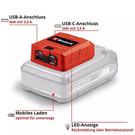 Einhell TE-CP 18 Li USB-Solo Mobil Şarj Cihazı