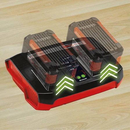 Orijinal Einhell şarj cihazı Power X-change çift şarj cihazı 4 Ah Power X-Change (18 V, 2 x 18 V  akülerin eş zamanlı şarj edilmesi, sürekli akü izleme, şarj yönetim sistemi, Yenileme modu) - 4512161
