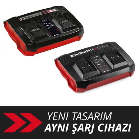 Orijinal Einhell şarj cihazı Power X-change çift şarj cihazı 4 Ah Power X-Change (18 V, 2 x 18 V  akülerin eş zamanlı şarj edilmesi, sürekli akü izleme, şarj yönetim sistemi, Yenileme modu) - 4512161