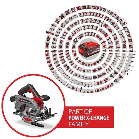 Einhell Akülü Daire Testere TE-CS 18/165-2 Li - Solo Power X-Change (18 V, 165 mm testere bıçağı, 57 mm kesme derinliği, aletsiz ayar, LED ışık, akü dahil değildir) - 4331230