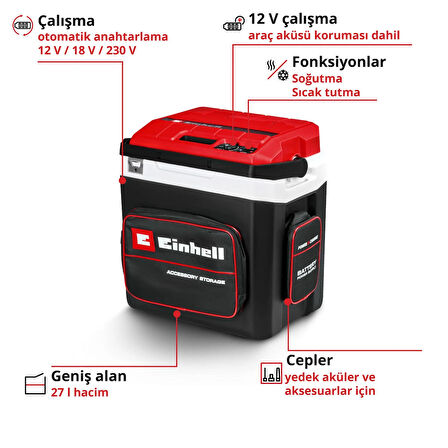 Einhell TE-COL 18/27 Li - Solo, Akülü Oto Buzluk (Akü ve şarj cihazı dahil değildir)