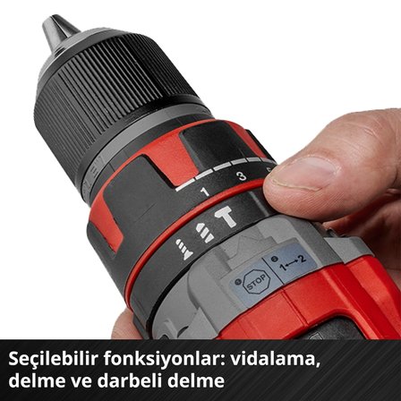 Einhell Profesyonel Akülü Darbeli Vidalama TP-CD 18/60 Li-i BL (1x 2.0 Ah) (18 V, Kömürsüz, 60 Nm, darbeli delme fonksiyonu, 13 mm mandren, 2 vites, 1 adet 2.0 Ah akü ve şarj cihazı dahil) - 4514211