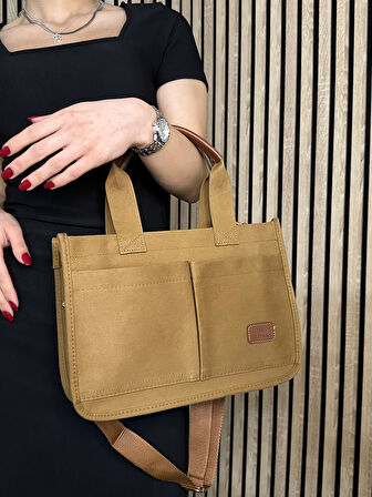Günlük Kadın Omuz Çantası Kanvas The Tote Bag Orta Boy Çapraz Ayarlanabilir Askılı Yumuşak Sade 4007