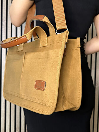 Günlük Kadın Omuz Çantası Kanvas The Tote Bag Orta Boy Çapraz Ayarlanabilir Askılı Yumuşak Sade 4007