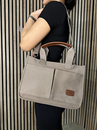 Günlük Kadın Omuz Çantası Kanvas The Tote Bag Orta Boy Çapraz Ayarlanabilir Askılı Yumuşak Sade 4007