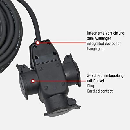 Brennenstuhl H07RN-F3G1,5 25 Metre IP44 Lisanslı Dış Mekan 3 Soketli Uzatma Priz