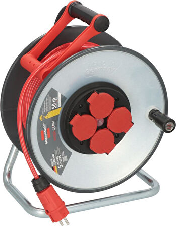 Brennenstuhl ProfessionalLINE SteelCore Serisi Bremaxx IP44 Lisanslı 5 Yıl Garantili IP44 Lisanslı Çelik Tambur 50 Metre Makaralı Kablo H07BQ-F 3G1.5