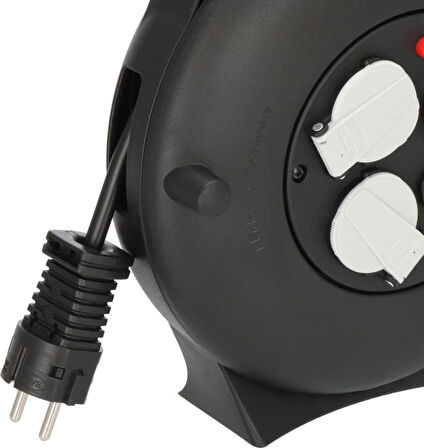 Brennenstuhl Vario Line 2 USB IQ Hızlı Şarj Özellikli 3 Soketli Kaçak ve Ani Isınma Sigorta Şalterli 10 M. Makaralı Kablo