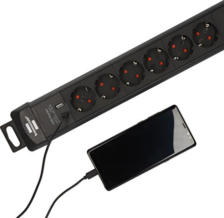 Brennenstuhl Premium-Line Serisi 6 Soketli USB-C 30W ve USB 18W Şarj Destekli 5 Yıl Garantili 3 Metre Uzatma Kablolu Priz