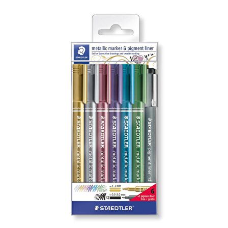 Staedtler Metallic Marker & Pigment Liner Set 7li