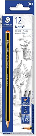 Staedtler 120-0 Noris Kurşun Kalem 120 Sertlik Derecesi 2B, 12 Adet, Siyah