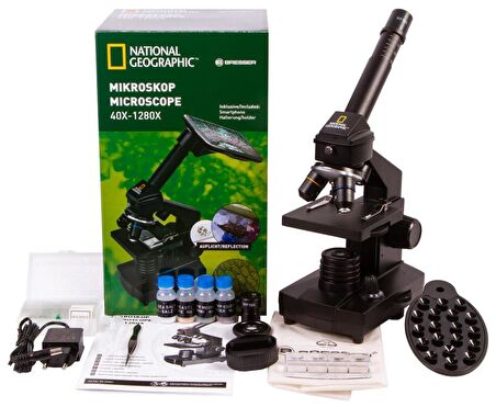 Bresser National Geographic 40x–1280x Microscope with Smartphone Holder